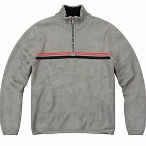 Eddie Bauer Gray Quarter-Zip Sweater – Men’s Large Tall (LT) – 100% Cotton